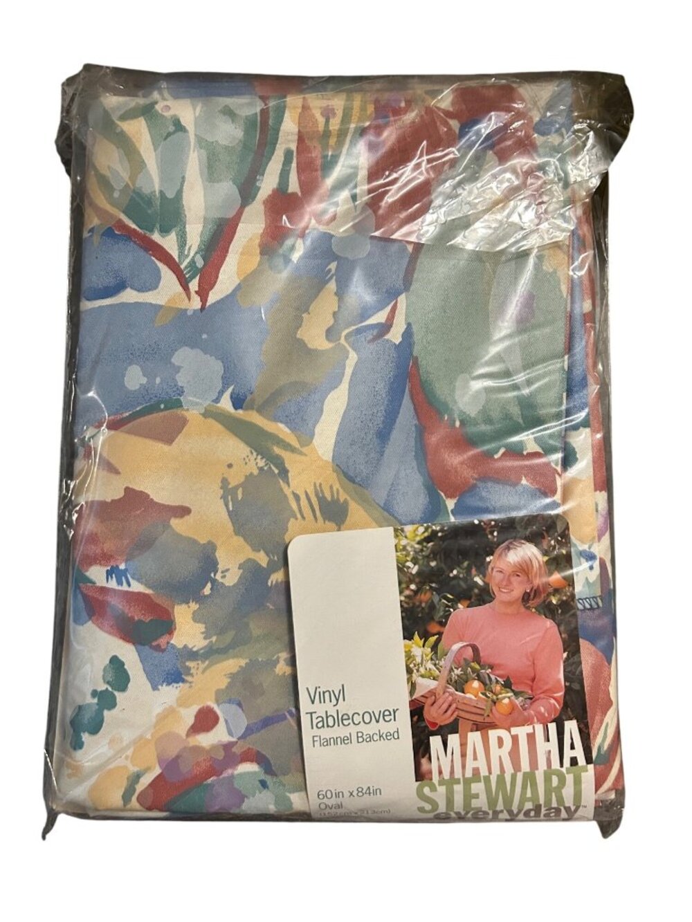 Martha Stewart Everyday Vinyl Tablecover Flannel Backed 60"x84" Oval Botanical P